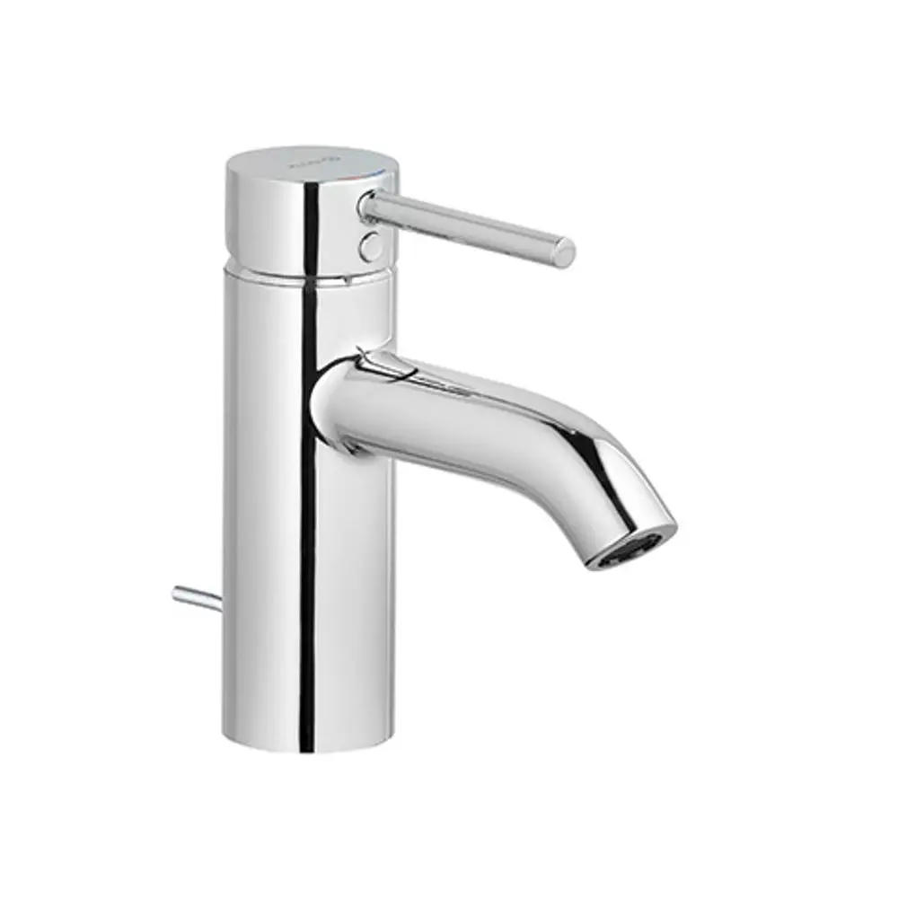 Chromwasserhahn von Kludi mit einem schwenkbaren Auslauf und einem einzelnen Hebel zur Regelung von Wasserfluss und Temperatur.